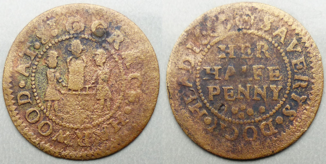 St. Saviour's, Dock Head, Grace Harwood 1667 halfpenny St. Saviour's, Dock Head, Grace Harwood 1667 halfpenny